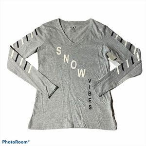 EV1 Gray Long Sleeve Snow V neck Vibes Shirt